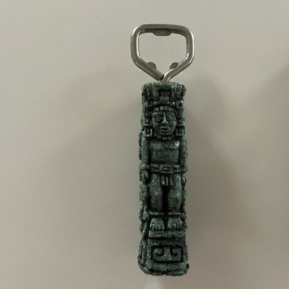 Aztec Mayan Totem Bottle Opener Green Tiki Vintage Resin Barware Luau Party - Picture 2 of 11